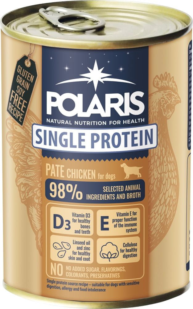 POLARIS Single Protein Paté konzerva pre psy kuracia 6x400 g